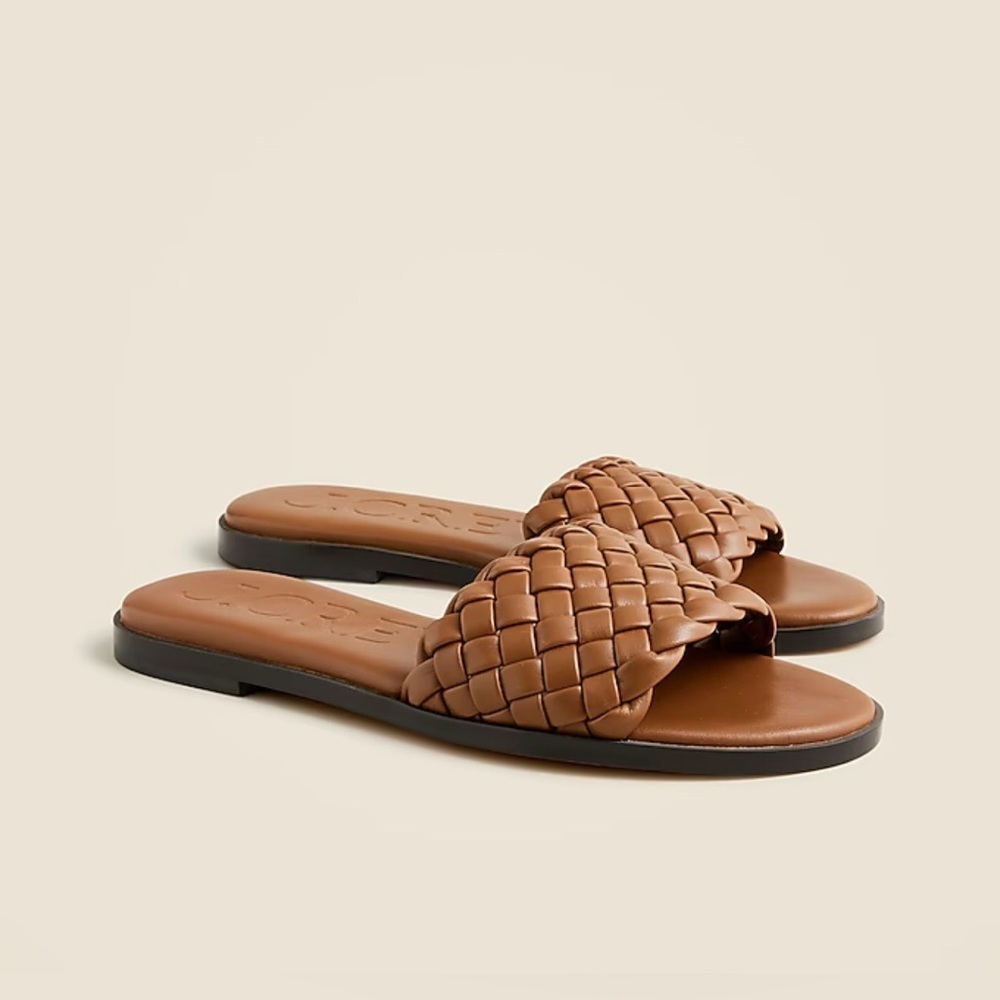 J.Crew Georgina Woven Sandals In Leather Brown Size 8.5